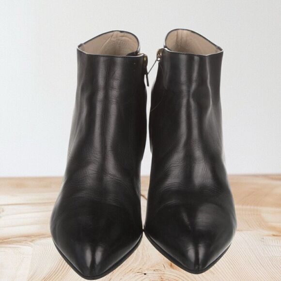 Authentic YSL Black Pointed Toe Booties With Wood Heels - Picture 3 of 5